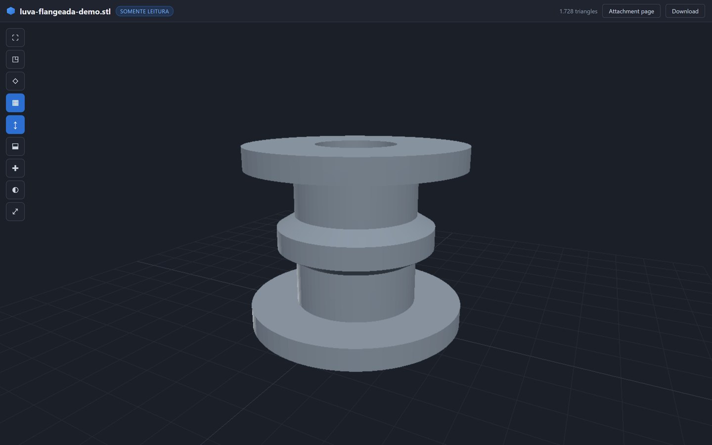 A STEP model open in the Redmine issue page, with the parts tree, section cut controls and a wireframe toggle.